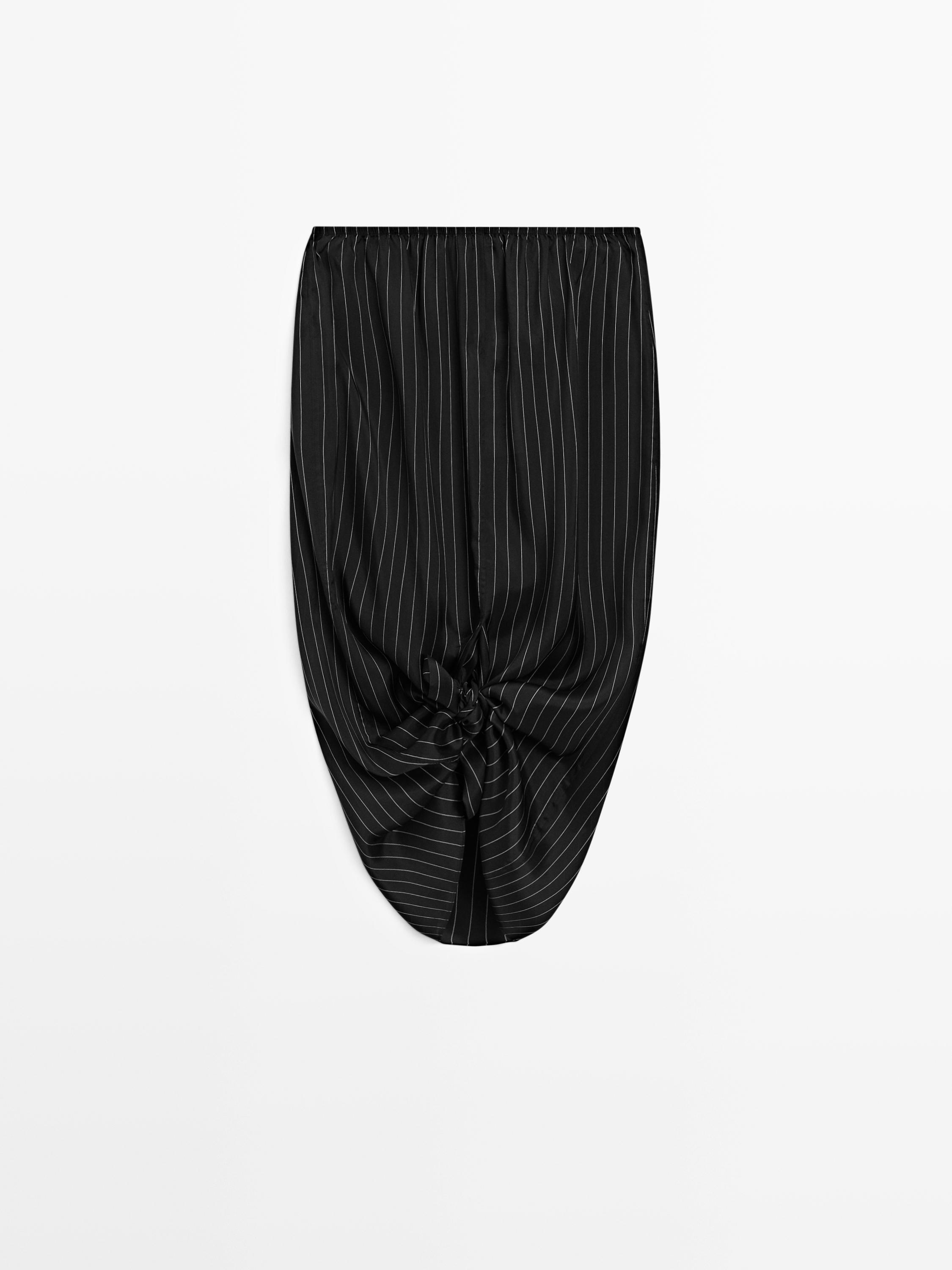Striped midi skirt with gathered detail - STUDIO